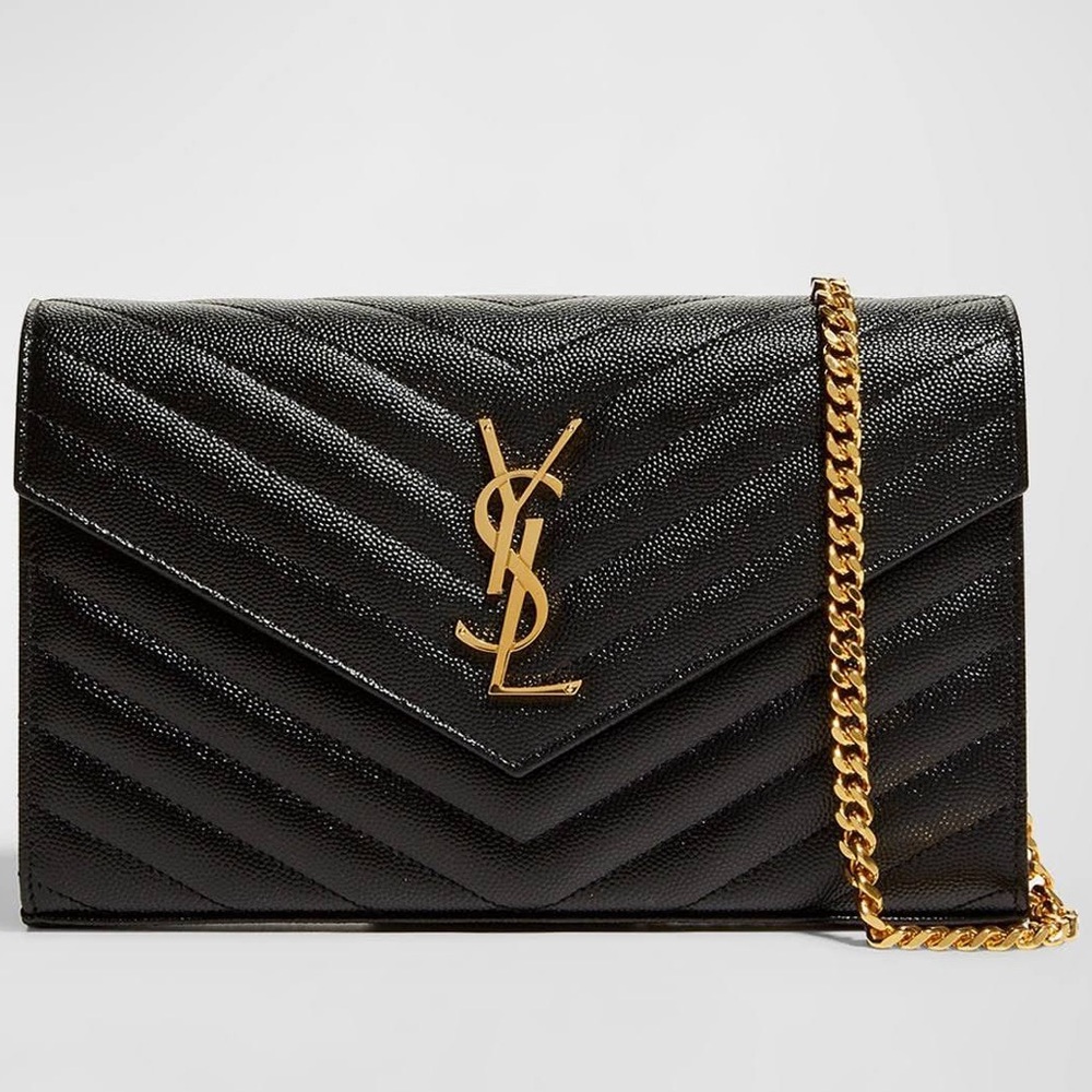 BNIB! MSRP$1995 YSL Saint Laurent Large Monogram Quilted Leather Wallet on Chain - Picture 7 of 16